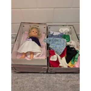 Lillian Vernon 7" Mini Blonde Doll &‎ Trunk Clothes and Accessories Lot *Vinyl
